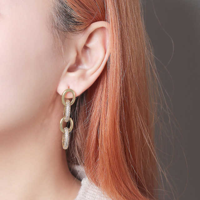 Brinco elos liso e elos cravejado XYE104268 earring