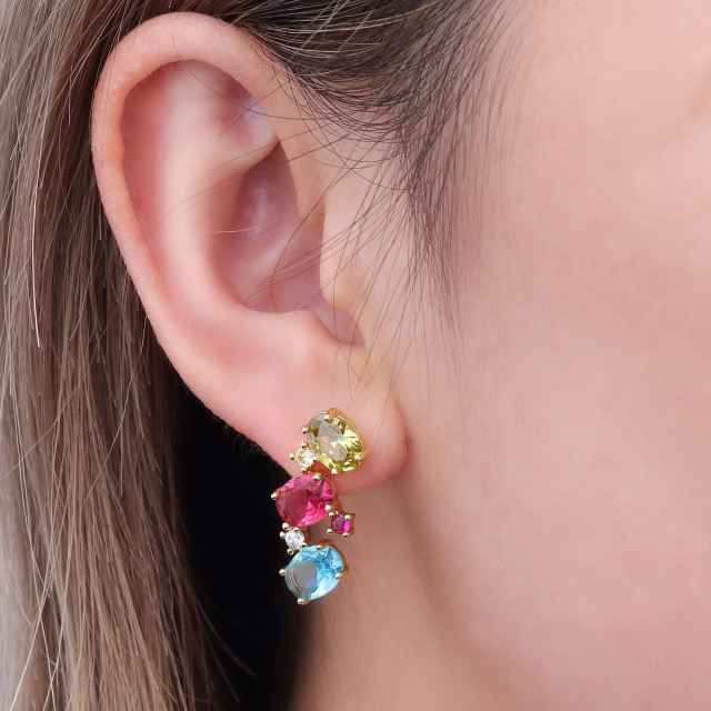 Brinco 3 pedras Luxo XYE104391 earring