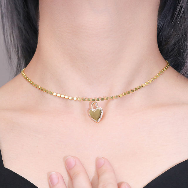 Colar Coração Cadeado XYN101041  necklace
