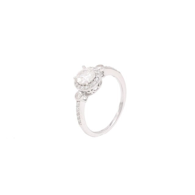 Anel Ponto de Luz Moissanite 0.8 quilates Prata 925 KRS10974