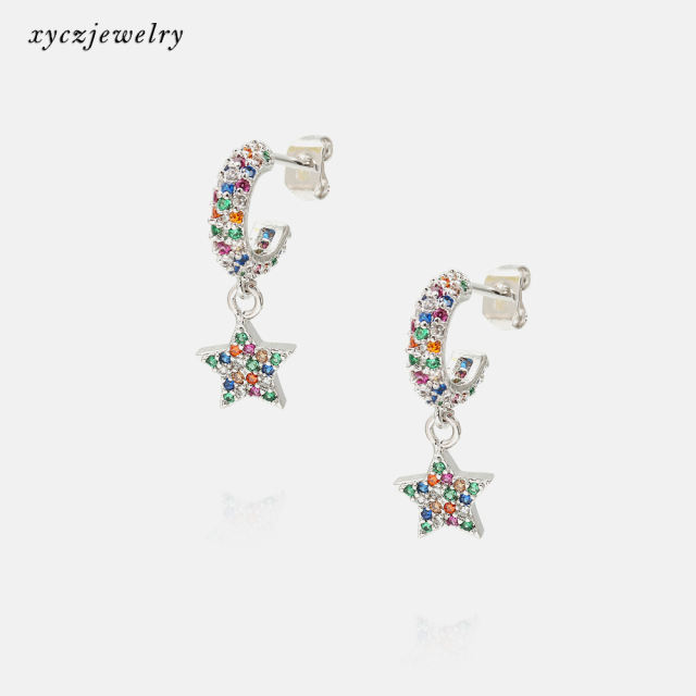 mixed color heart earrings