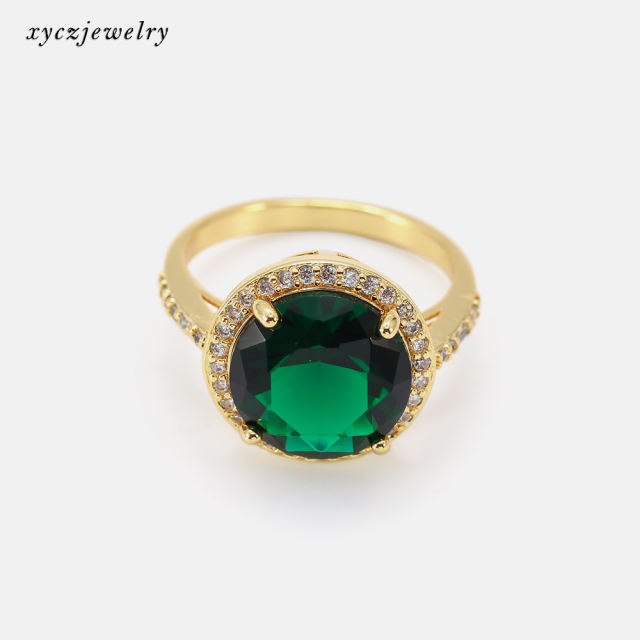 anel de pedra de vidro verde