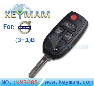 Volvo 3+1 button remote control folding key shell