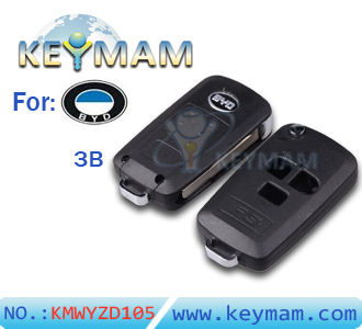 BYD 3 button flip remote key shell