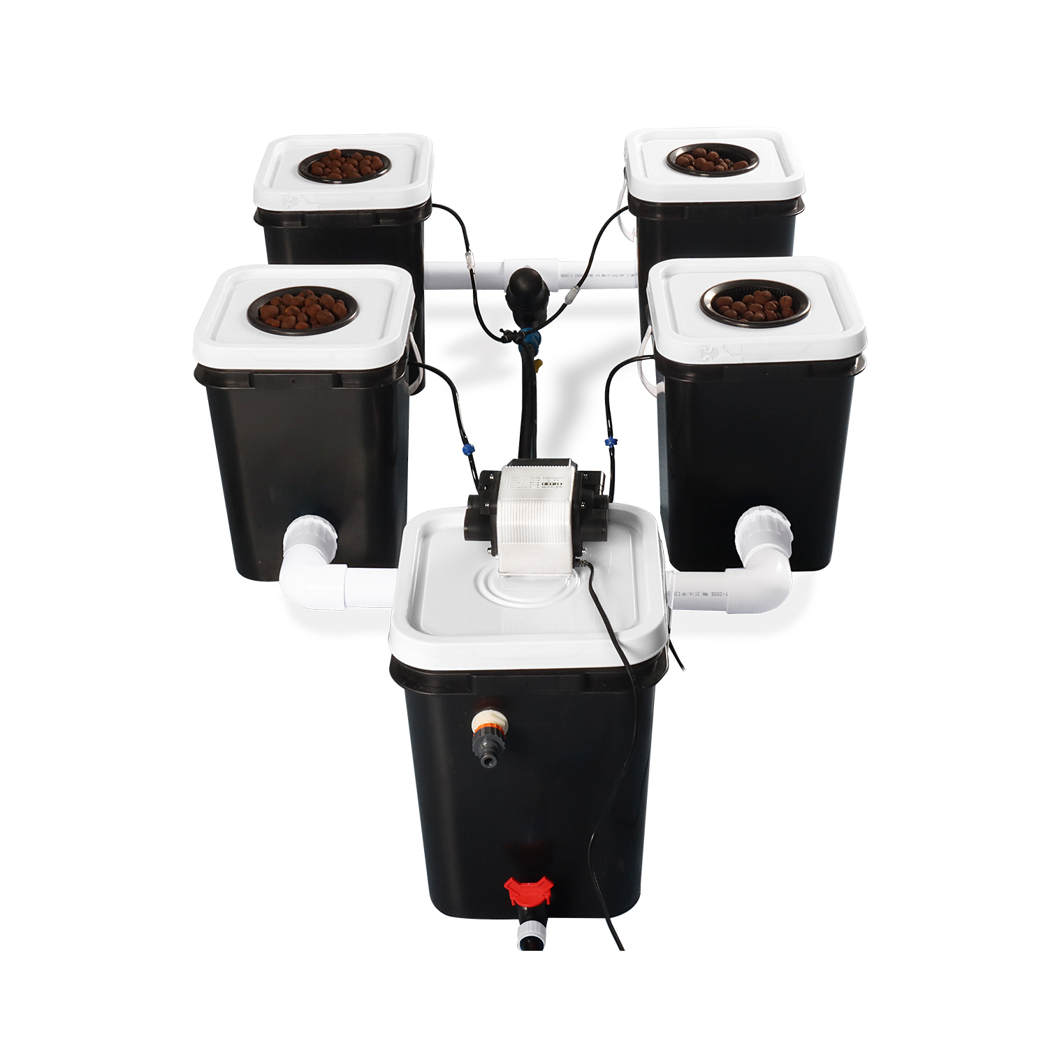 4-Site Bubble Flow Buckets -RDWC- Hydroponic System SuperCloset
