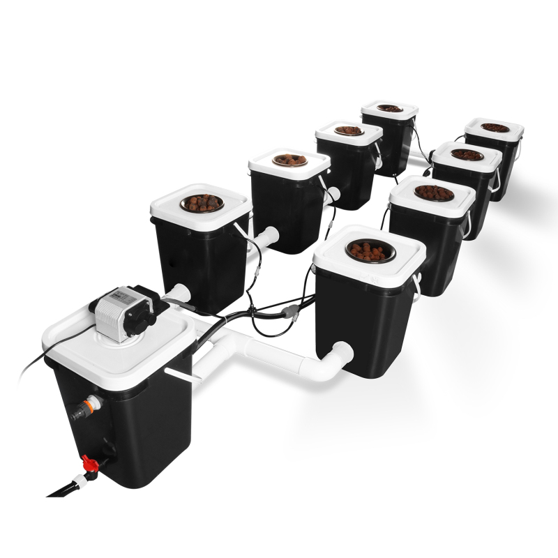 8-Site Bubble Flow Buckets -RDWC- Hydroponic System SuperCloset