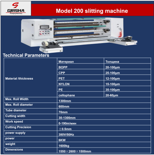 Model 200 slitting machine