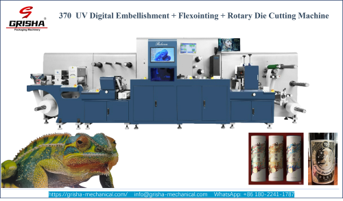 370 UV Digital Embellishment + Flexointing + Rotary Die Cutting Machine