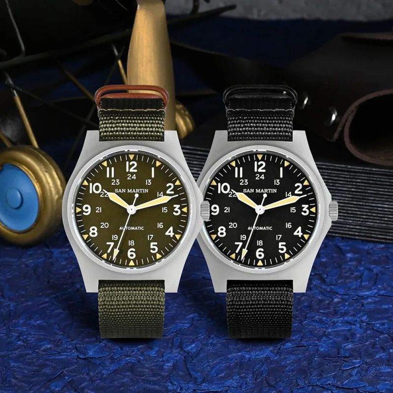 San Martin NH35 Retro Military Pilot Watch 38mm - SN0137G