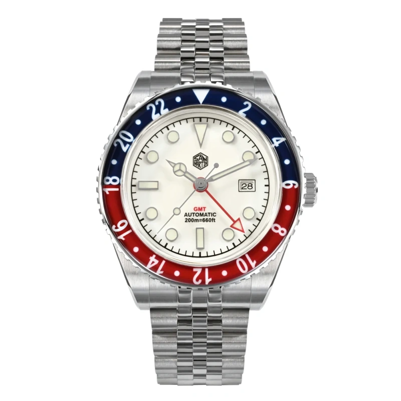 San Martin New 40mm Luxury GMT Sports Style Full Luminous Bidirectional Bezel Men Automatic Mechanical Watch Sapphire 20Bar BGW9