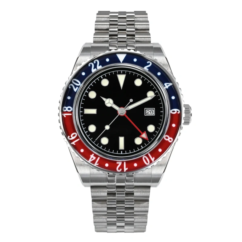 San Martin New 40mm Luxury GMT Sports Style Full Luminous Bidirectional Bezel Men Automatic Mechanical Watch Sapphire 20Bar BGW9