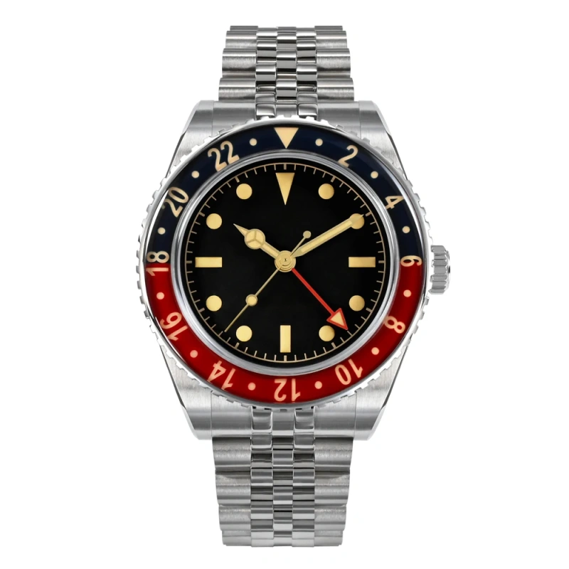 San Martin New 40mm Vintage GMT Full Luminous Bidirectional Sapphire Glass Bezel Luxury Men Automatic Mechanical Watch 20 ATM