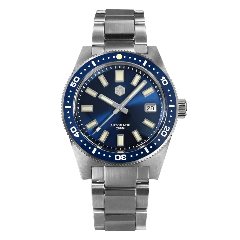 San Martin 41mm 62mas V4 Diver Mens Watch NH35 Automatic Mechanical Watches Sapphire Glass Date Window 200m Waterproof Luminous