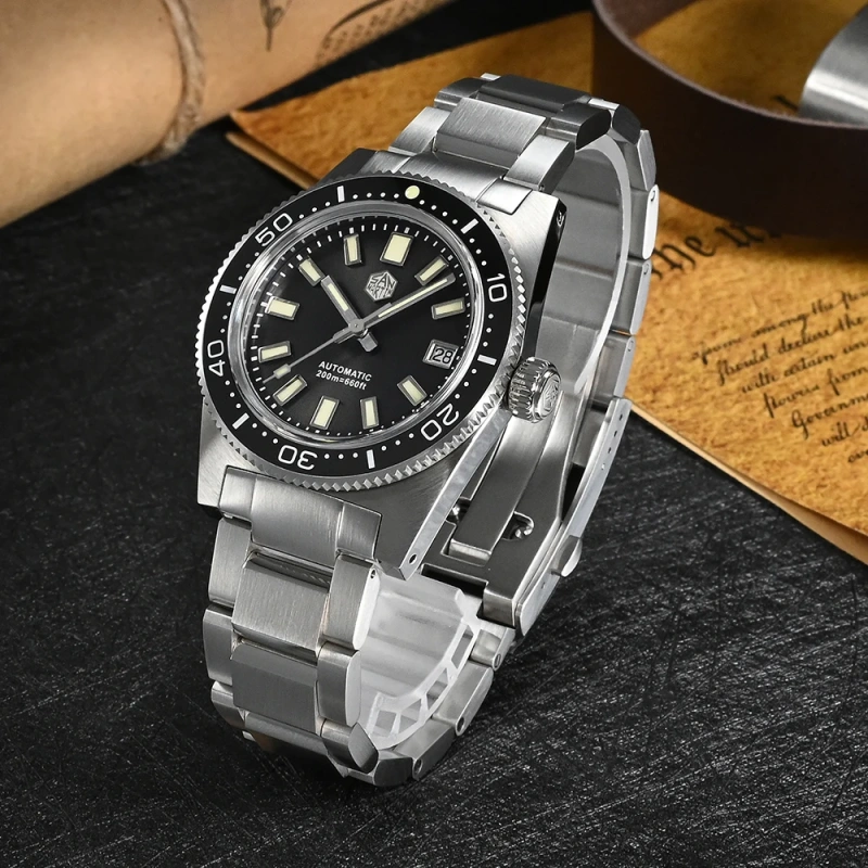 San Martin New 62mas 37mm Diver Mens Watch Classic Luxury Sapphire PT5000 SW200 Automatic Mechanical Watches Date 20Bar Luminous