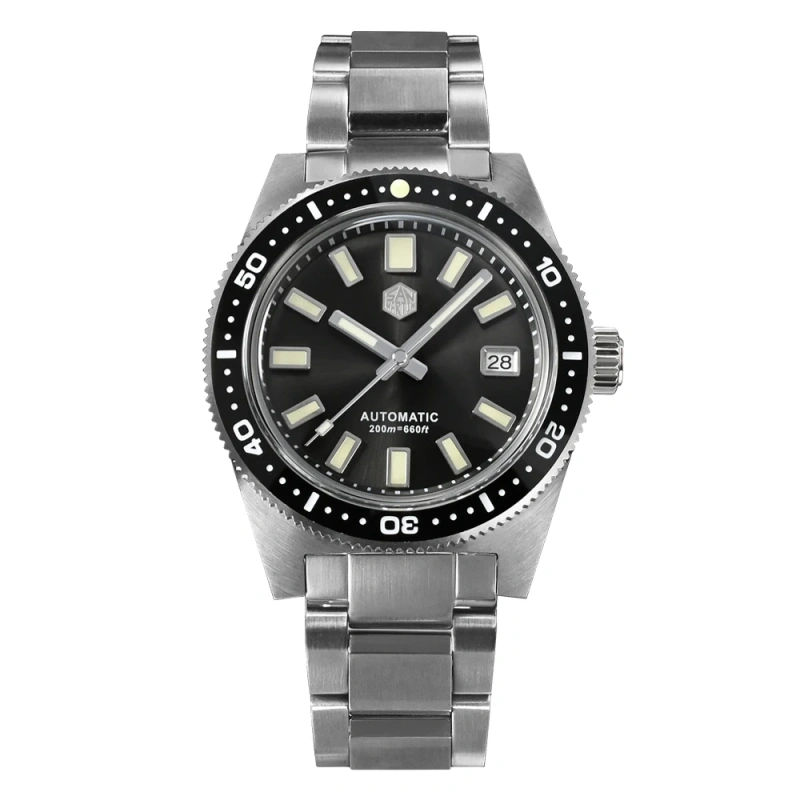San Martin 41mm 62mas V4 Diver Mens Watch NH35 Automatic Mechanical Watches Sapphire Glass Date Window 200m Waterproof Luminous