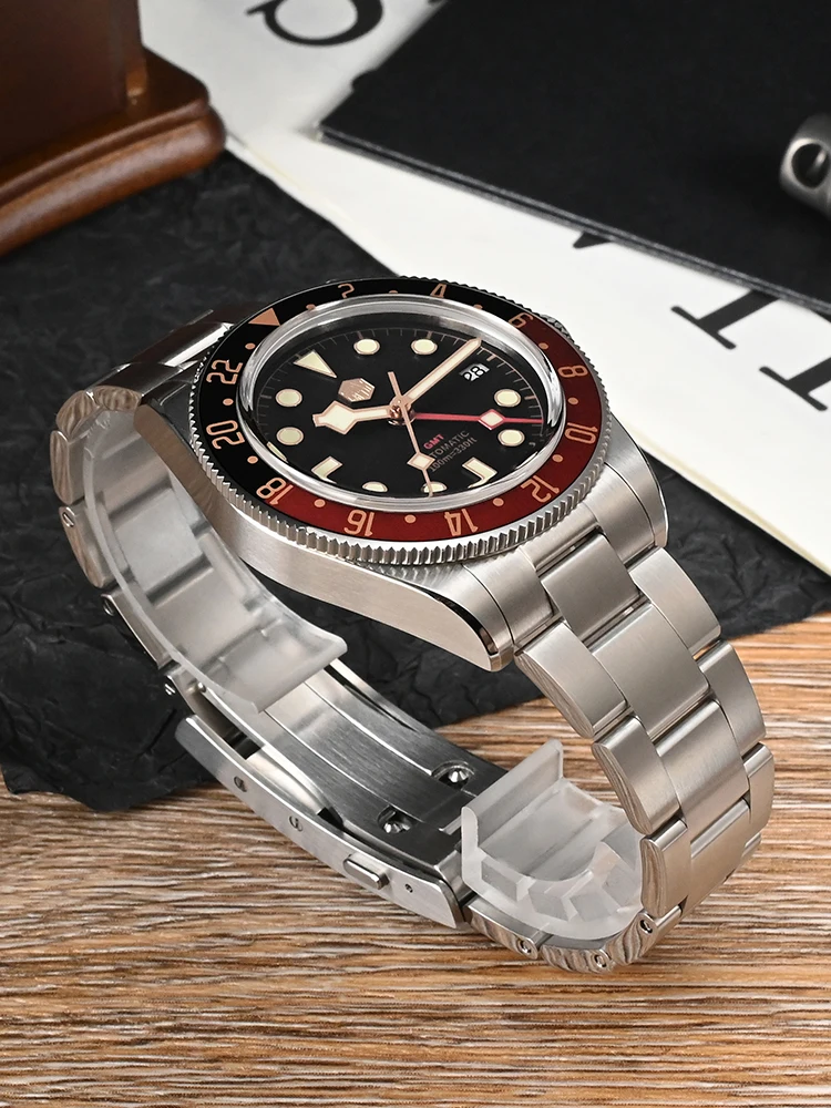 San Martin 39mm Rose Gold Classic Retro Men Watch Luxury Sapphire