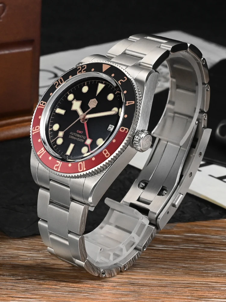 [最終価格] SAN MARTIN SN0109 自動巻き時計 青/黒 San Martin 39mm Rose Gold Classic Retro Men Watch Luxury