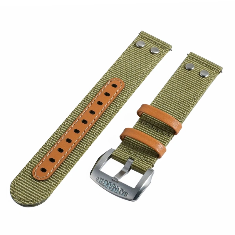 San Martin Watch Band Quick Release Double Layer Nylon Strap High Quality Fashion Rivet Stitching Design 20mm 22mm Watches Parts