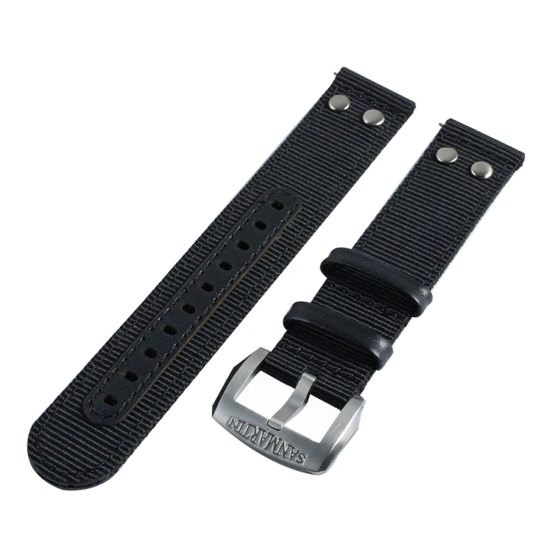 San Martin Watch Band Quick Release Double Layer Nylon Strap High Quality Fashion Rivet Stitching Design 20mm 22mm Watches Parts