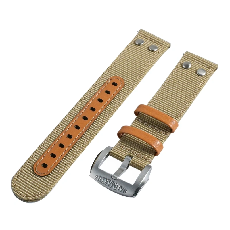 San Martin Watch Band Quick Release Double Layer Nylon Strap High Quality Fashion Rivet Stitching Design 20mm 22mm Watches Parts
