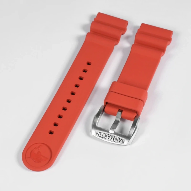 San Martin Watch Parts Fluorine Rubber Strap Waterproof 20-22mm Shark Marking High Flexibility TUNA 003 Watch Accessories