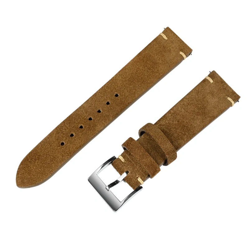 San Martin Suede Leather Straps 20mm Vintage High Quality Watch Bands Quick Release Stitching Strap Replacement Watch Parts