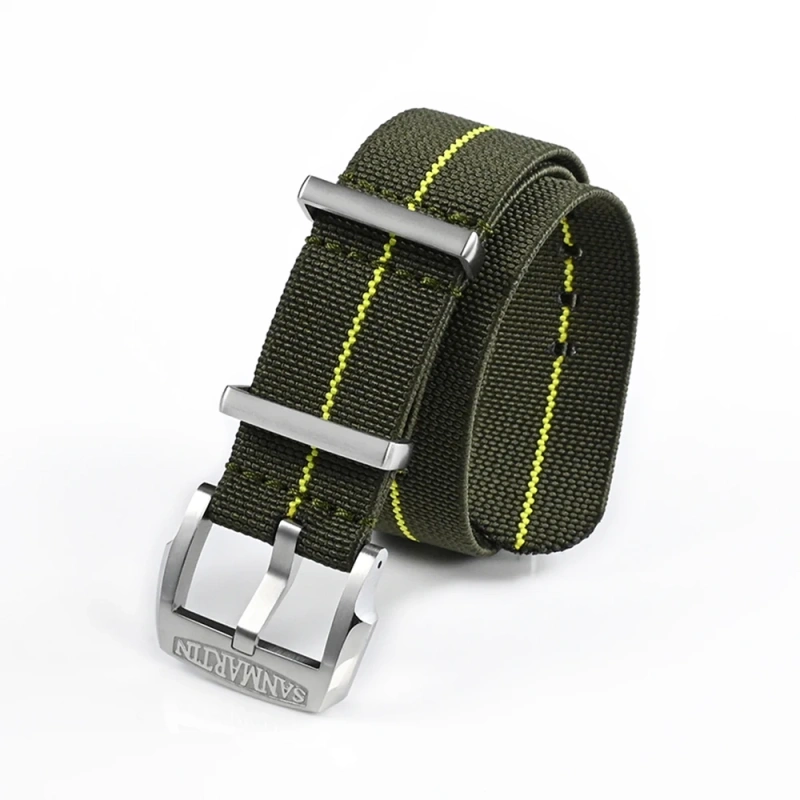 San Martin Watchband Elasticity Nylon Strap 20mm Pilot Military Watch Band Universal Type Sports Paratrooper Strap Watches Parts