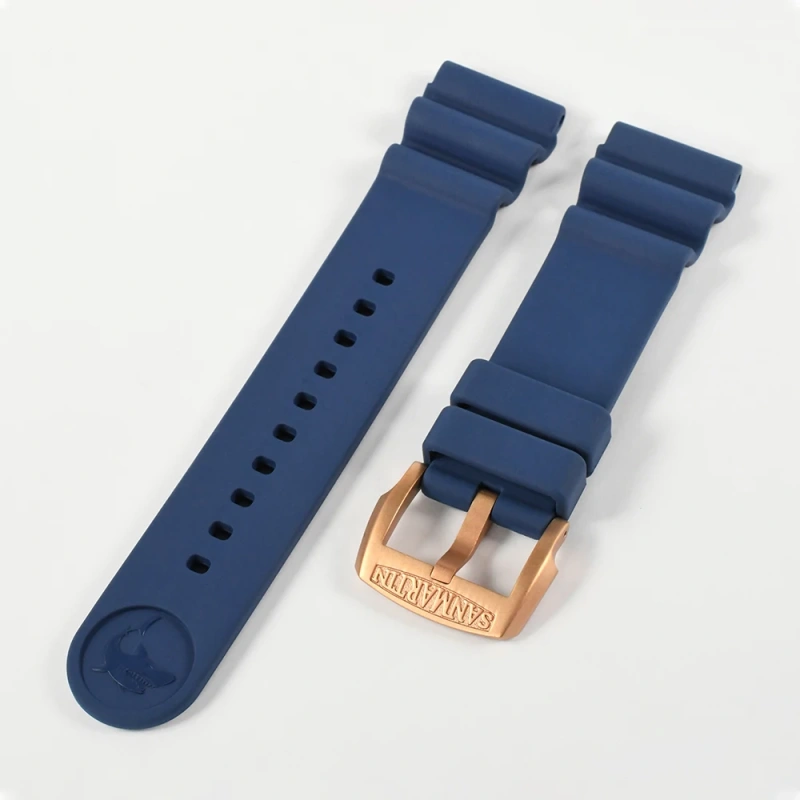 San Martin Watch Parts Fluorine Rubber Strap Waterproof 20-22mm Shark Marking High Flexibility TUNA 003 Watch Accessories