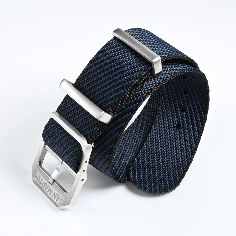 San Martin High Quality 20mm Universal Nylon Strap Pilot Watch Band Type Sports Paratrooper Strap 316L Buckle Watch Parts