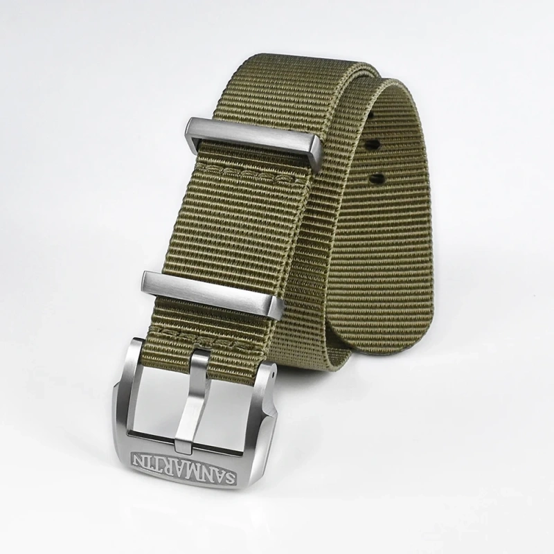 San Martin Nylon Strap High Quality Pilot Military Watch Band 20mm 22mm Universal Type Sports Paratrooper Strap Watch Parts