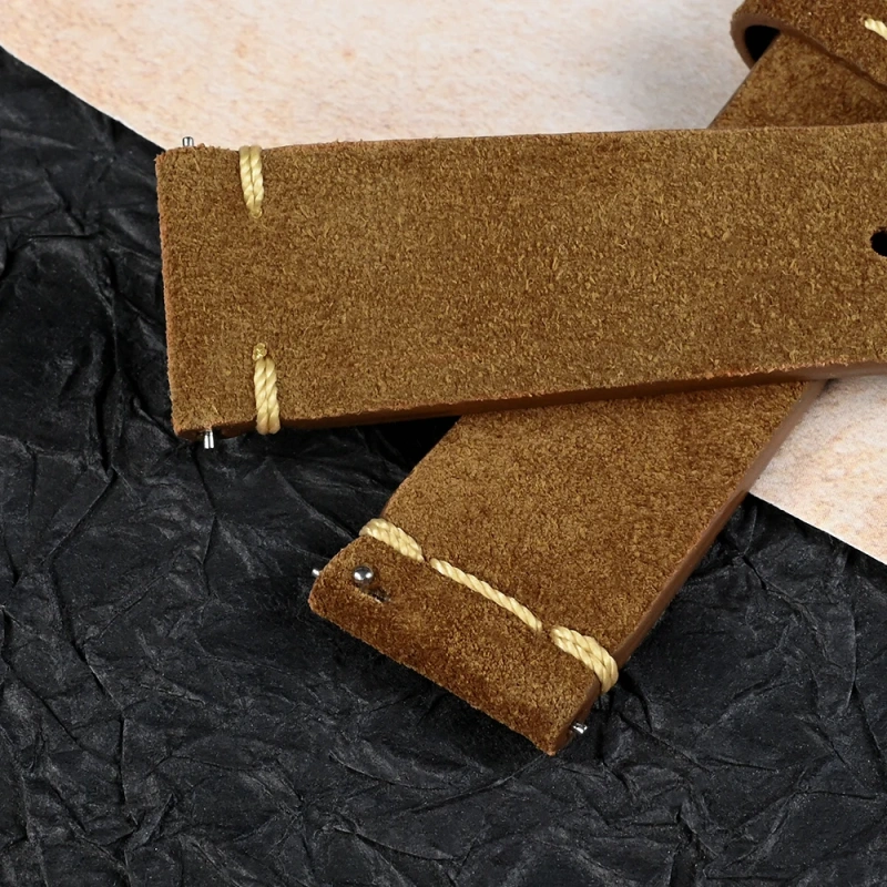 San Martin Suede Leather Straps 20mm Vintage High Quality Watch Bands Quick Release Stitching Strap Replacement Watch Parts