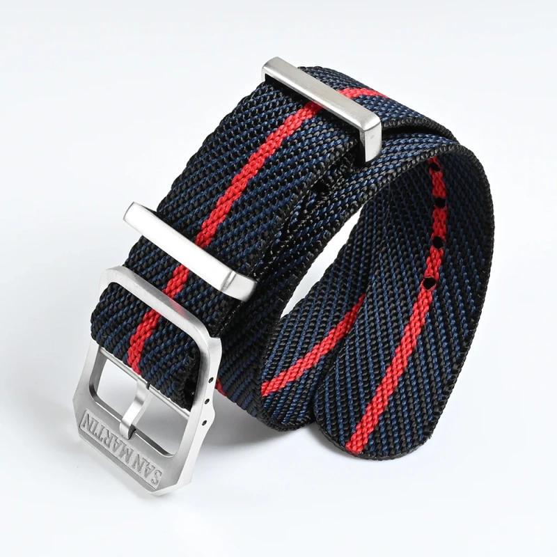 San Martin High Quality 20mm Universal Nylon Strap Pilot Watch Band Type Sports Paratrooper Strap 316L Buckle Watch Parts
