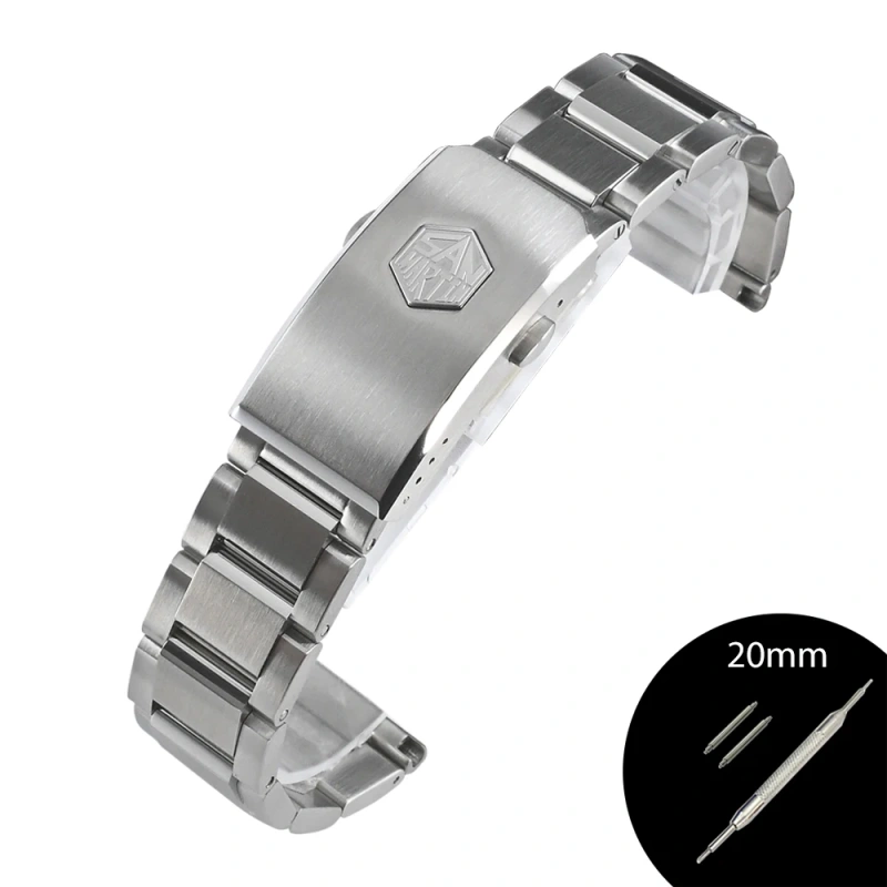 San Martin Watch Parts No Insert Flat Ends Bracelet High Quality 316L Solid Stainless Steel 3Links  20mm 22mm Universal Strap