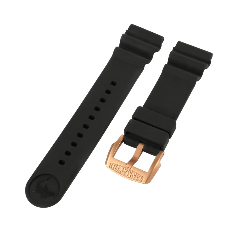 San Martin Watch Parts Fluorine Rubber Strap Waterproof 20-22mm Shark Marking High Flexibility TUNA 003 Watch Accessories