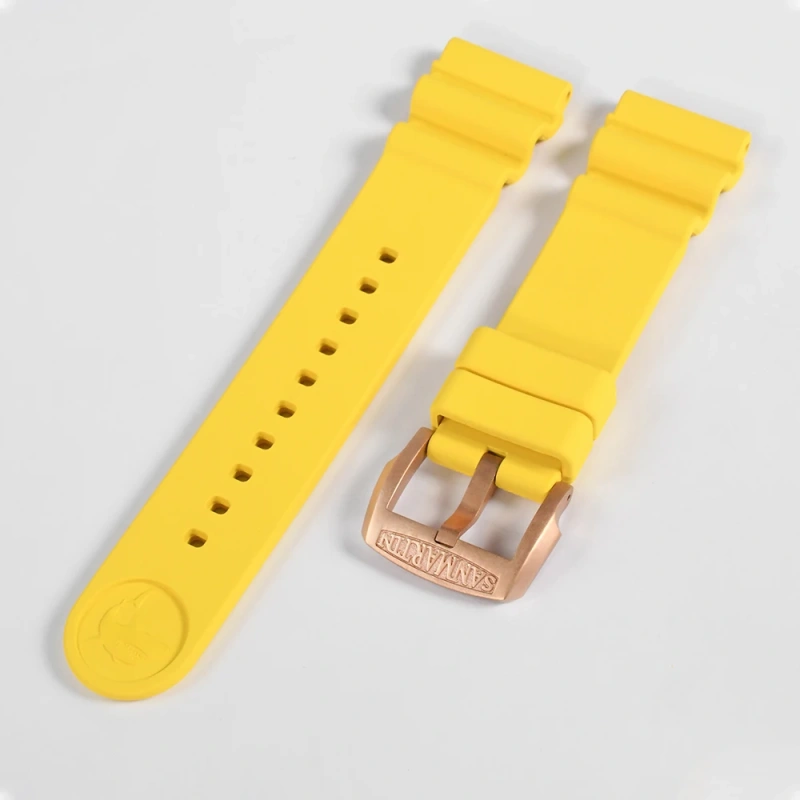 San Martin Watch Parts Fluorine Rubber Strap Waterproof 20-22mm Shark Marking High Flexibility TUNA 003 Watch Accessories