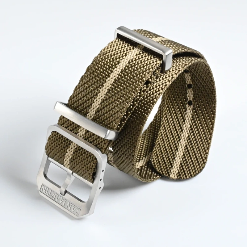 San Martin High Quality 20mm Universal Nylon Strap Pilot Watch Band Type Sports Paratrooper Strap 316L Buckle Watch Parts