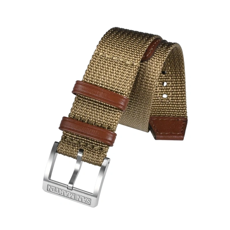 San Martin High Quality Nylon Strap 20mm Pilot Military Watch Band Universal Type Fashion Sports Strap 316L Buckle Watch Parts