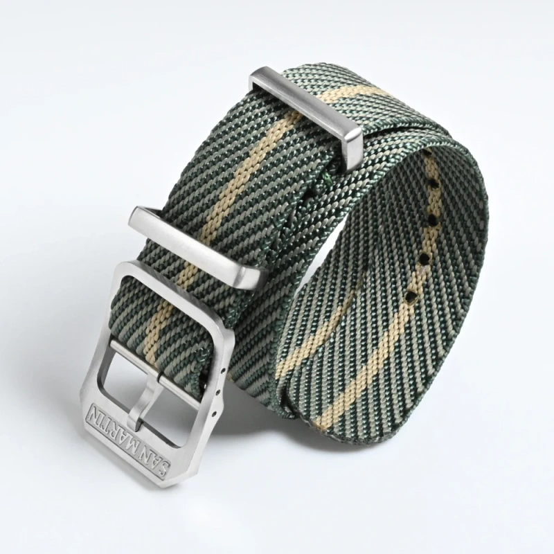 San Martin High Quality 20mm Universal Nylon Strap Pilot Watch Band Type Sports Paratrooper Strap 316L Buckle Watch Parts