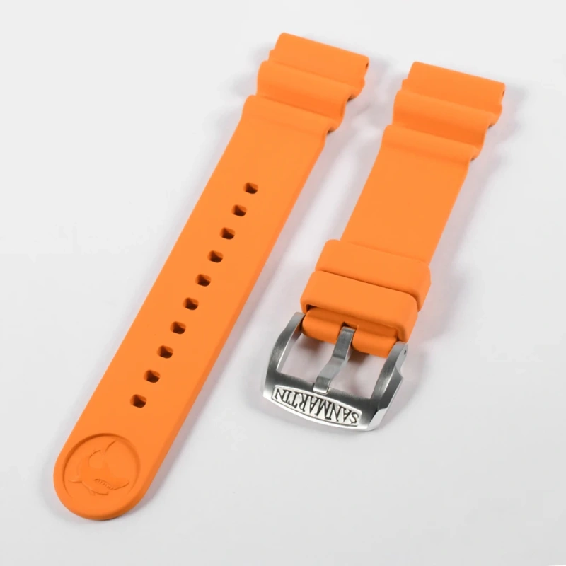 San Martin Watch Parts Fluorine Rubber Strap Waterproof 20-22mm Shark Marking High Flexibility TUNA 003 Watch Accessories
