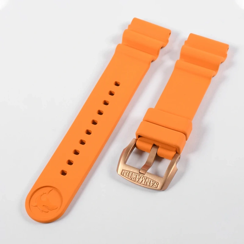 San Martin Watch Parts Fluorine Rubber Strap Waterproof 20-22mm Shark Marking High Flexibility TUNA 003 Watch Accessories