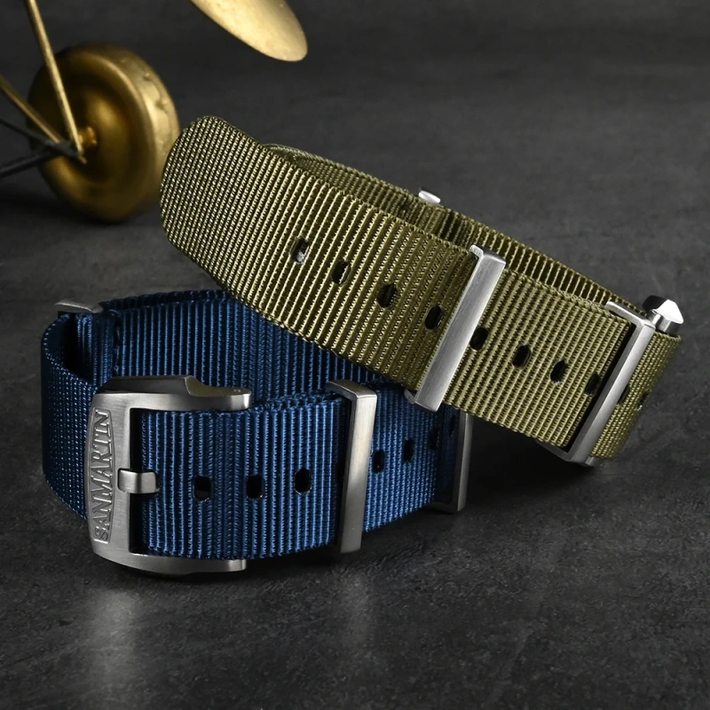 San Martin Nylon Strap High Quality Pilot Military Watch Band 20mm 22mm Universal Type Sports Paratrooper Strap Watch Parts