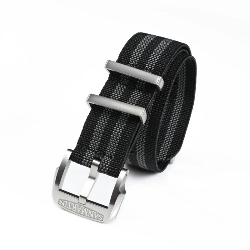 San Martin Watchband Elasticity Nylon Strap 20mm Pilot Military Watch Band Universal Type Sports Paratrooper Strap Watches Parts