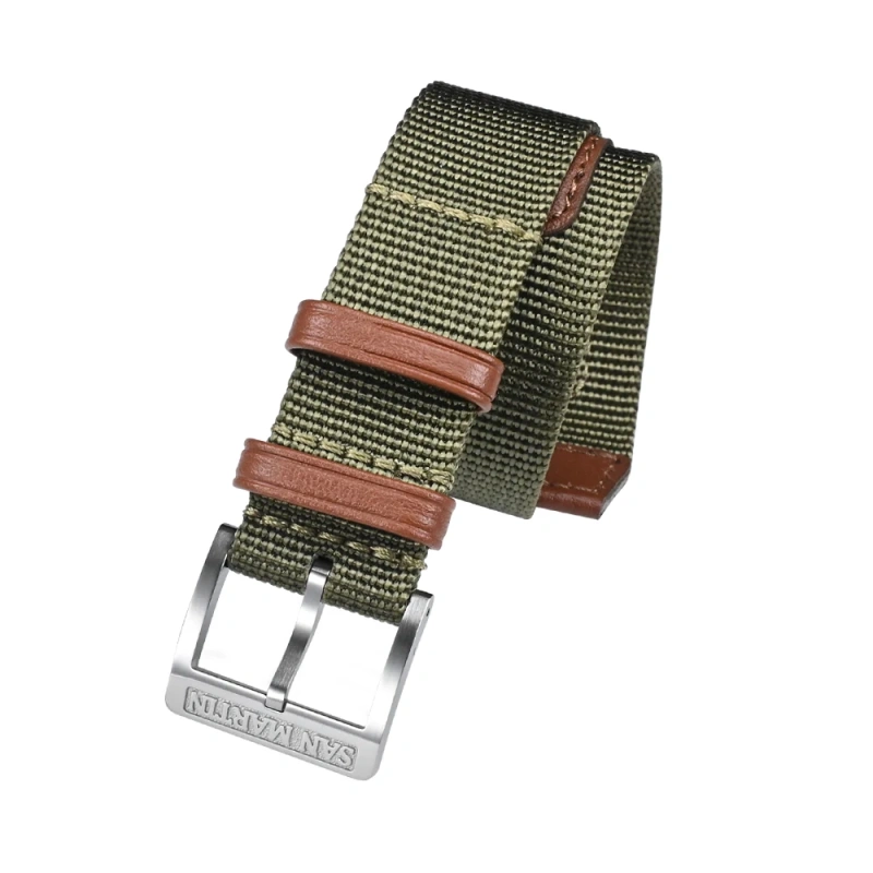 San Martin High Quality Nylon Strap 20mm Pilot Military Watch Band Universal Type Fashion Sports Strap 316L Buckle Watch Parts