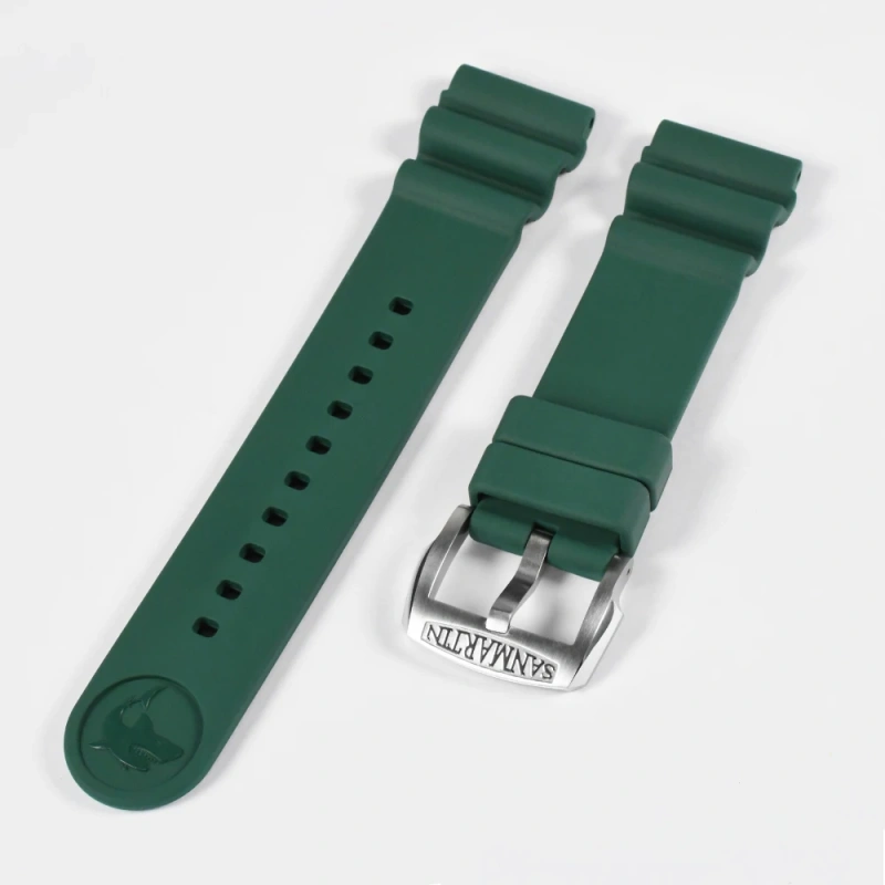 San Martin Watch Parts Fluorine Rubber Strap Waterproof 20-22mm Shark Marking High Flexibility TUNA 003 Watch Accessories
