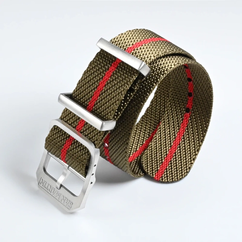 San Martin High Quality 20mm Universal Nylon Strap Pilot Watch Band Type Sports Paratrooper Strap 316L Buckle Watch Parts