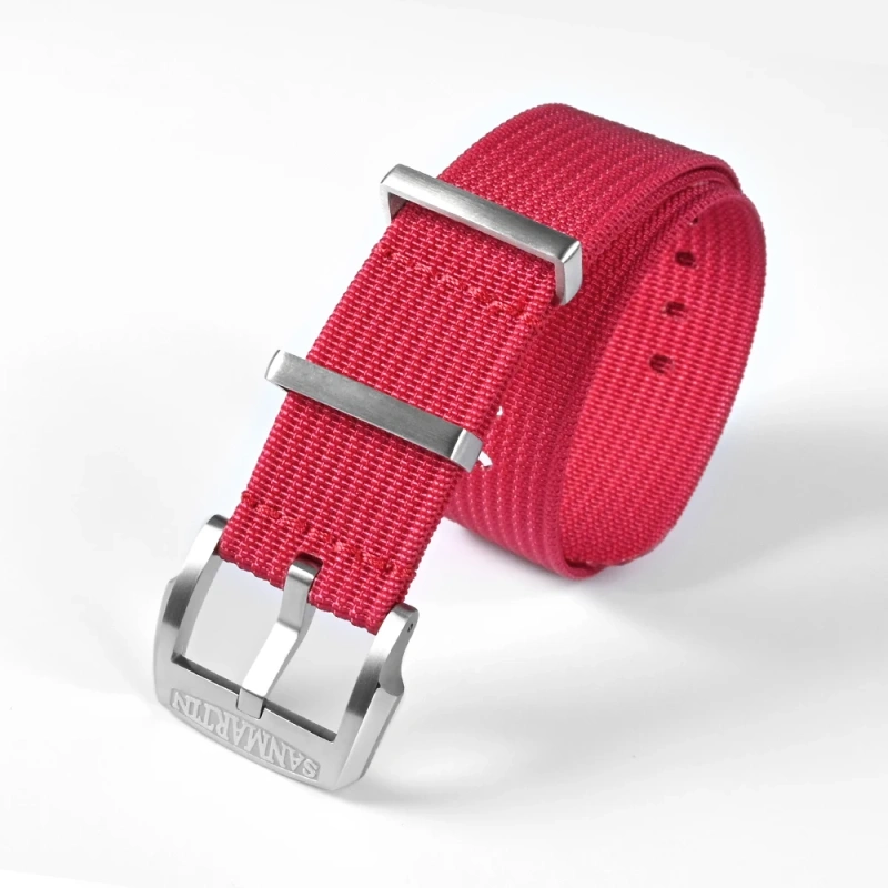 San Martin Nylon Strap Fashion Colorful Suitable For 20mm 22mm Universal Paratrooper Woven Bands 316L Buckle Watch Parts