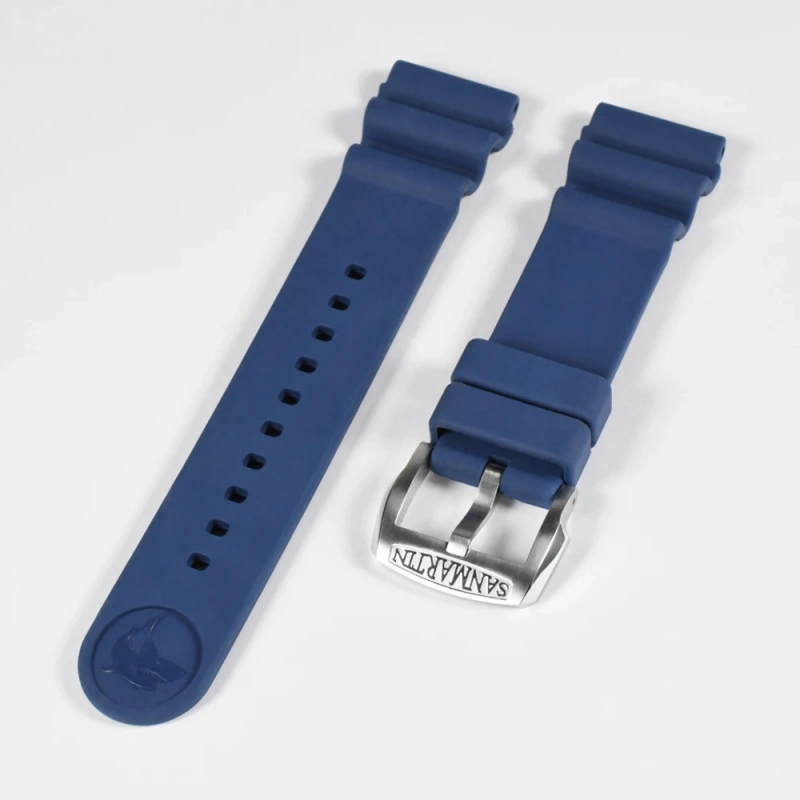 San Martin Watch Parts Fluorine Rubber Strap Waterproof 20-22mm Shark Marking High Flexibility TUNA 003 Watch Accessories