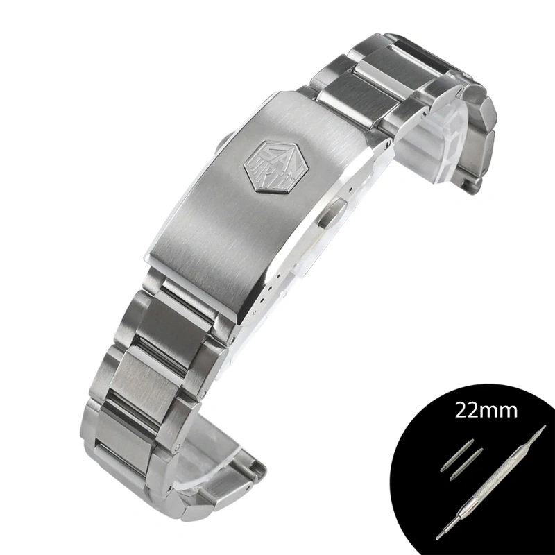 San Martin Watch Parts No Insert Flat Ends Bracelet High Quality 316L Solid Stainless Steel 3Links  20mm 22mm Universal Strap