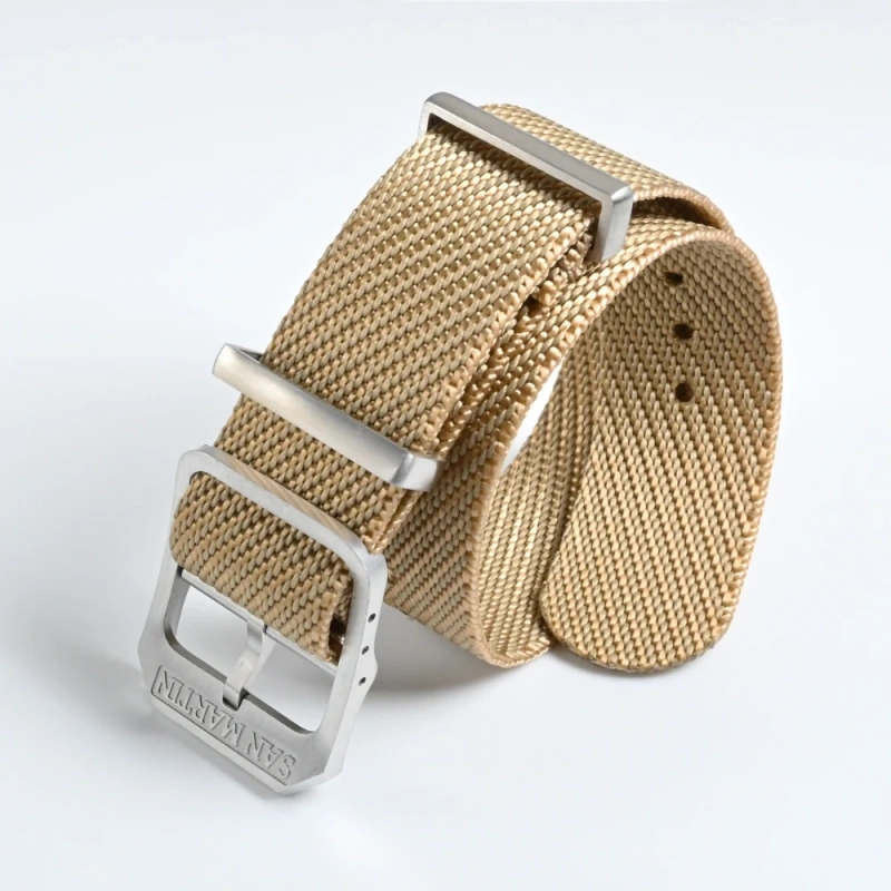 San Martin High Quality 20mm Universal Nylon Strap Pilot Watch Band Type Sports Paratrooper Strap 316L Buckle Watch Parts