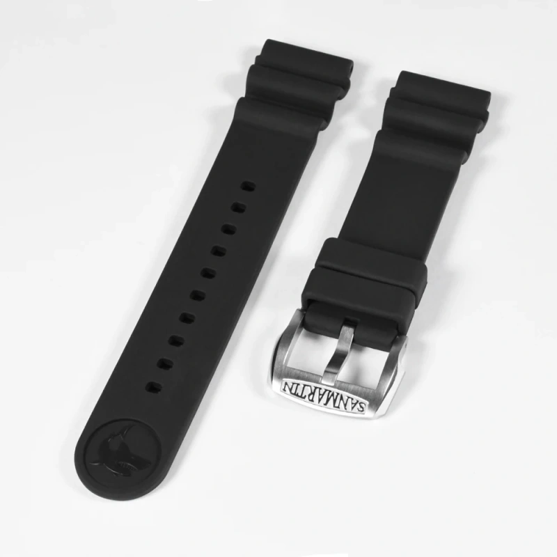 San Martin Watch Parts Fluorine Rubber Strap Waterproof 20-22mm Shark Marking High Flexibility TUNA 003 Watch Accessories